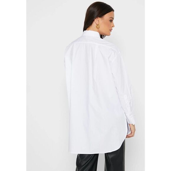 Mango White Poplin Longline Oversized Shirt New - Picture 5 of 5